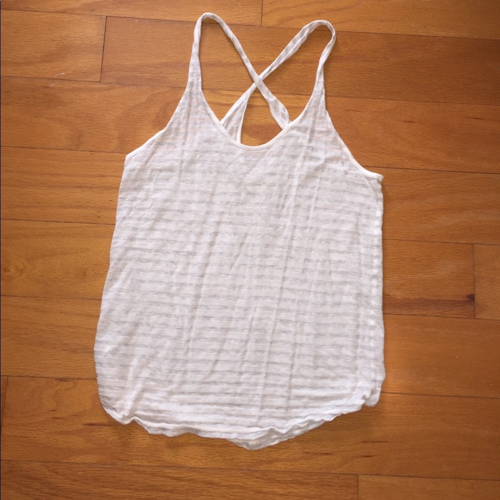 white & grey striped tank top size M